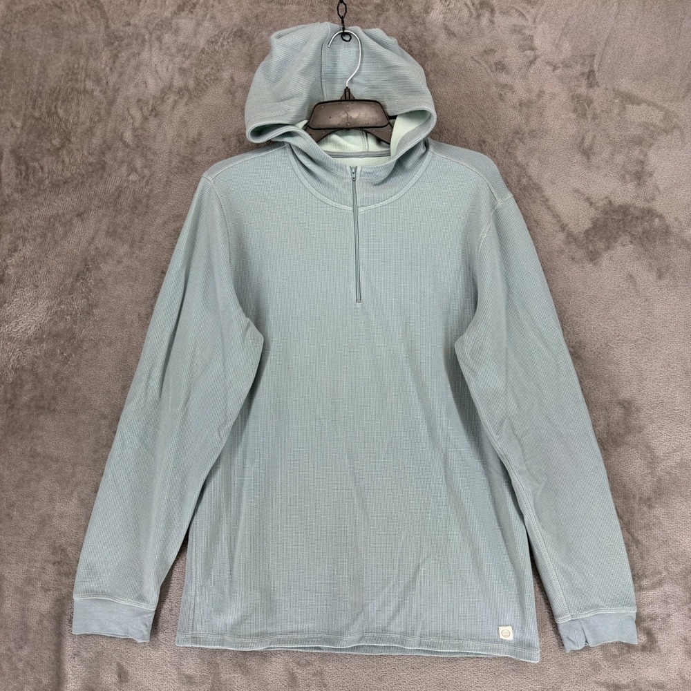Marine Layer Hoodie Mens Medium Weekend Sport Sage Green Quarter Zip Waffle EUC